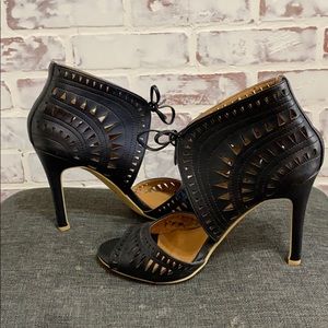 Black ankle wrap heels
